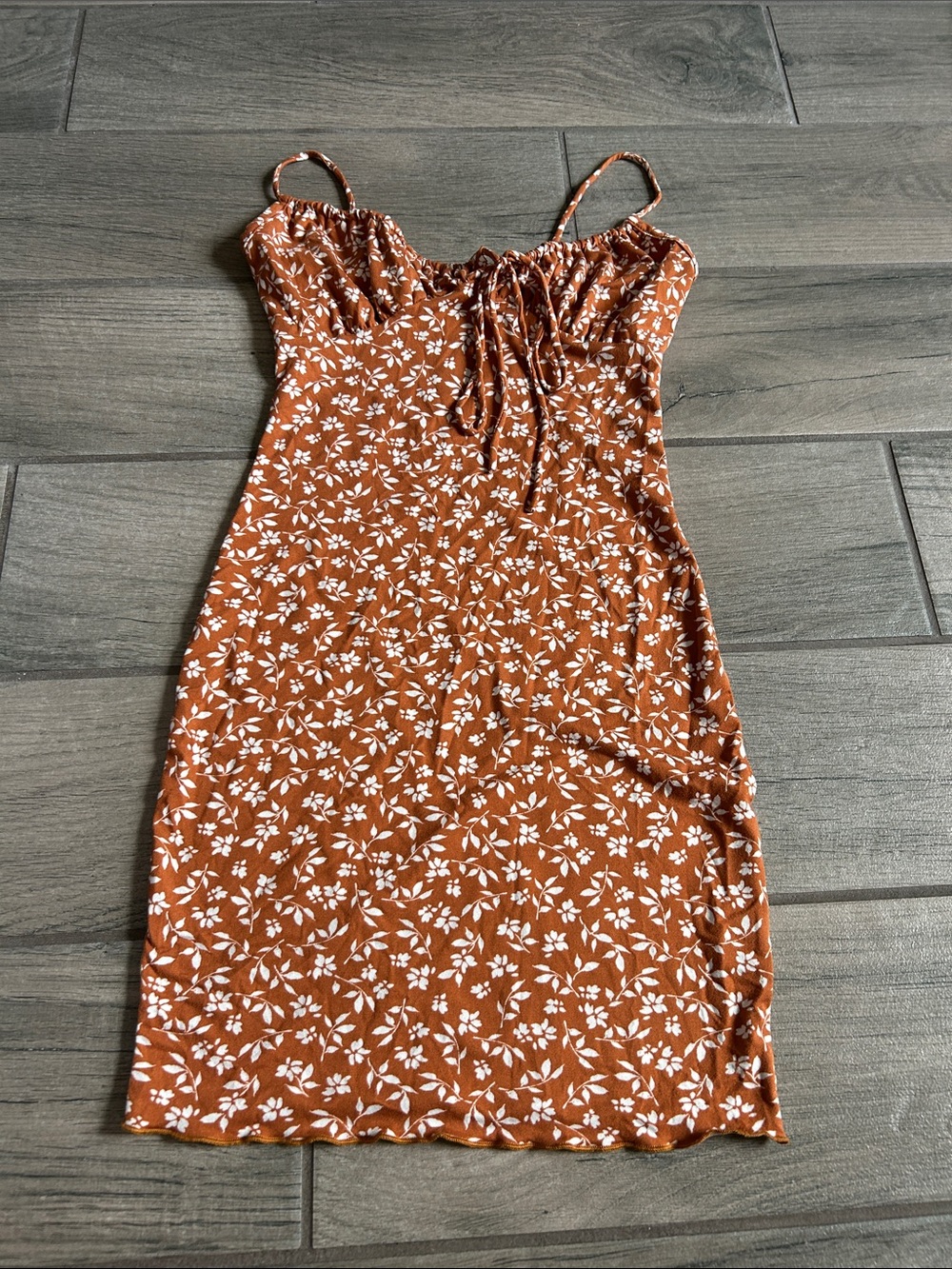 Papermoon Rust Brown Floral Mini Slip Dress
